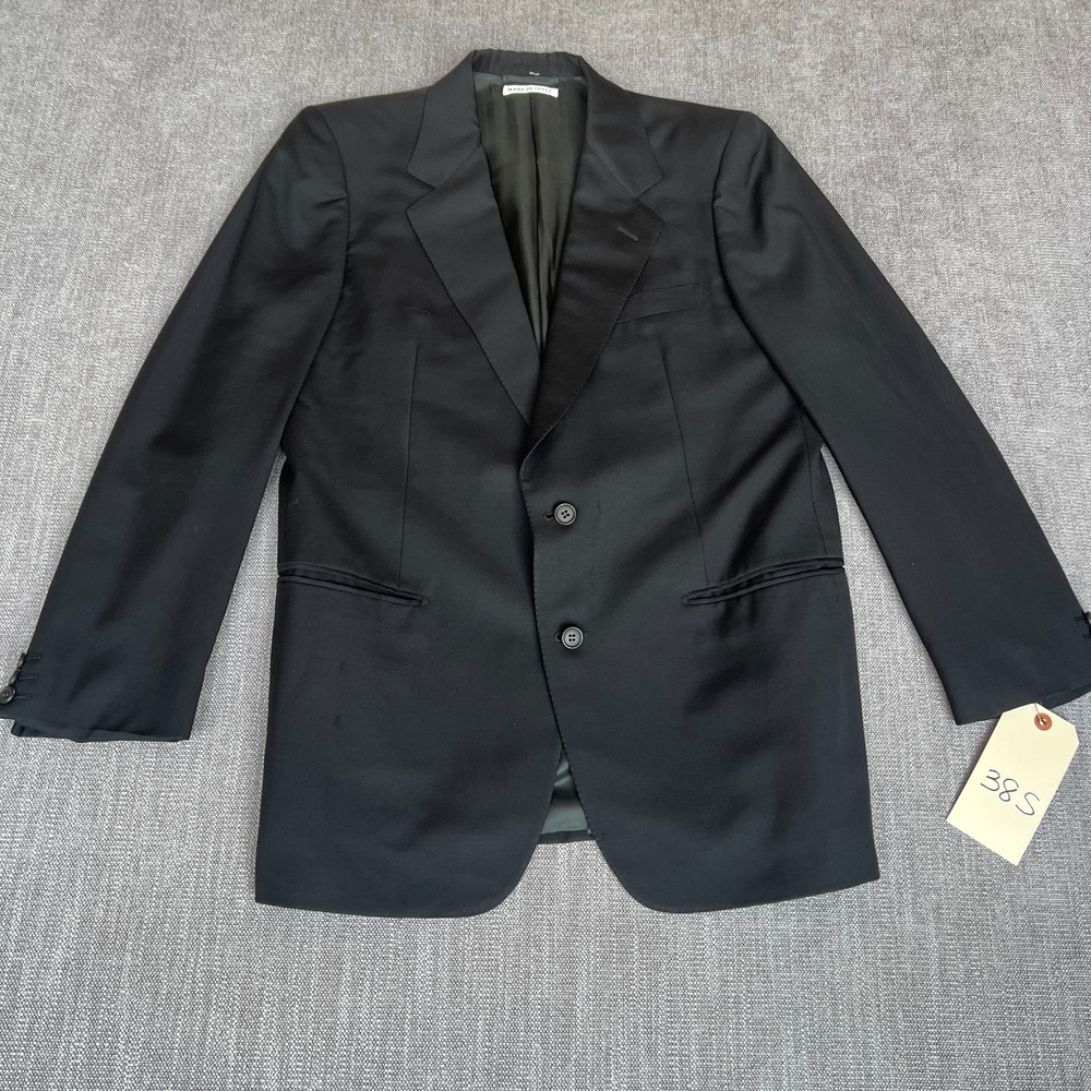 Barneys NY Bruno Piattelli Roma Blazer Jacket Mens 38S Black Classic Business